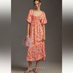 Anthropologie Floral smocked dress